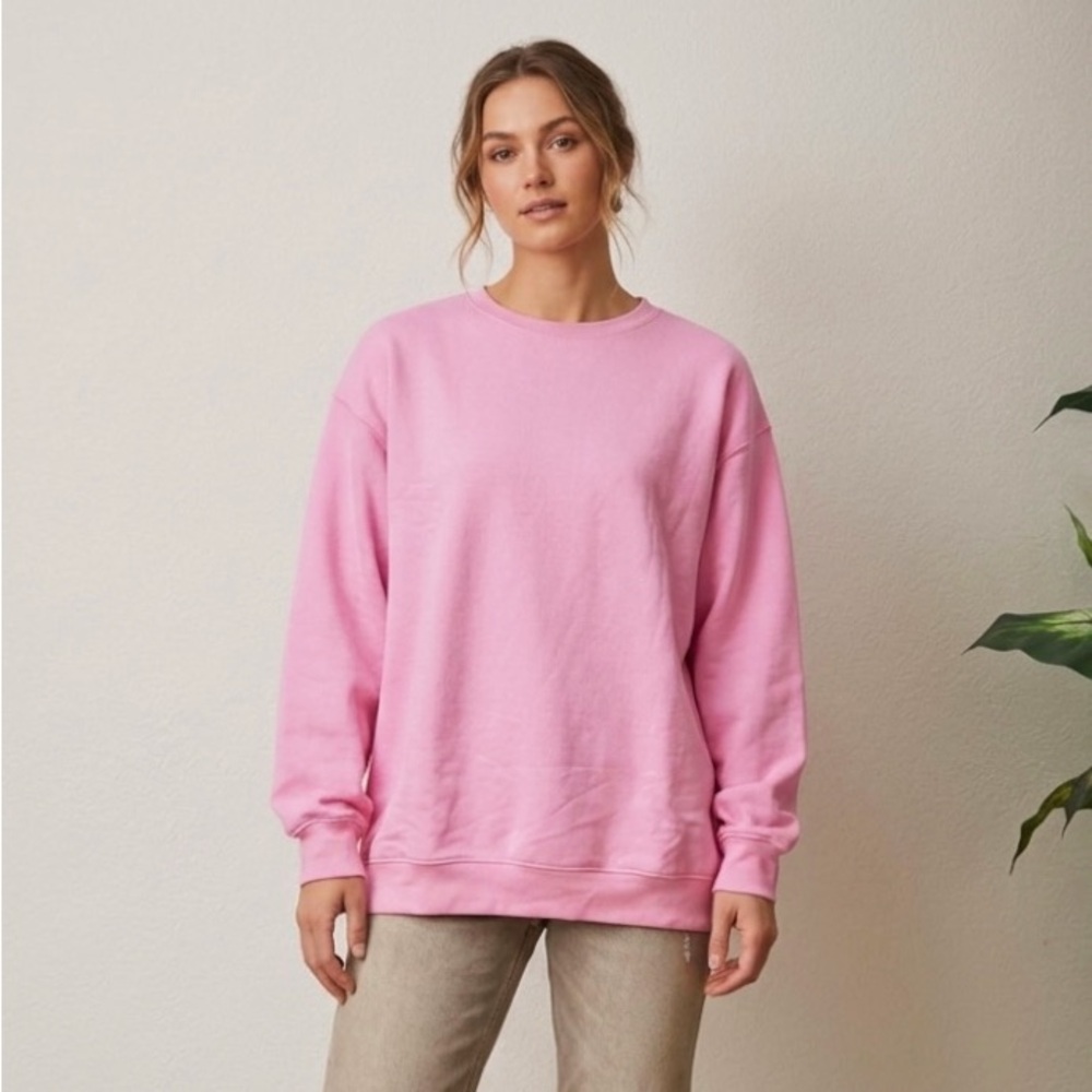 NoBo NWT Pink Oversized Classic Crewneck Sweatshirt Fleece S 4-6